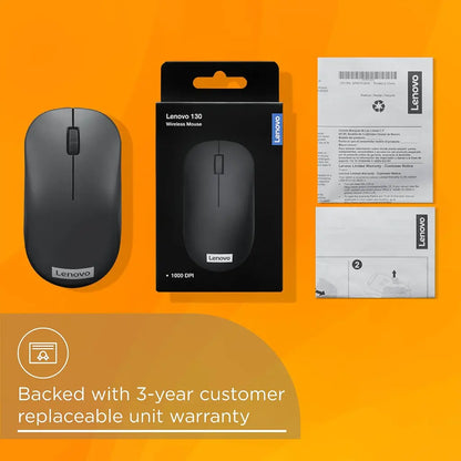 Lenovo 130 1000 DPI Wireless Mouse with 2.4GHz Dongle-tpstech.in