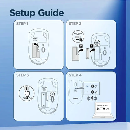 Lenovo WL310 1600 DPI  Bluetooth Silent Mouse - Grey-tpstech.in
