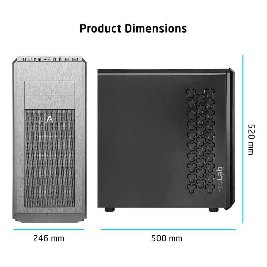 Prolab Design AI748 Full‑Tower Workstation Case High Airflow Mesh Front - Black-tpstech.in