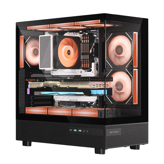 ANT Esports Crystal X6 ATX Mid Tower Gaming Cabinet Type C Black-tpstech.in