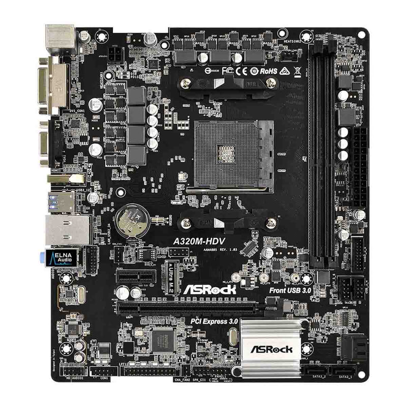 [RePacked] ASRock A320M-HDV AMD AM4 Micro ATX SATA3 Ultra M.2 and Full Spike Protection Motherboard