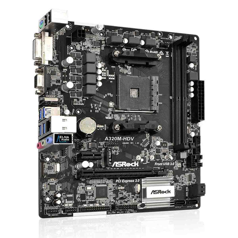 [RePacked] ASRock A320M-HDV AMD AM4 Micro ATX SATA3 Ultra M.2 and Full Spike Protection Motherboard