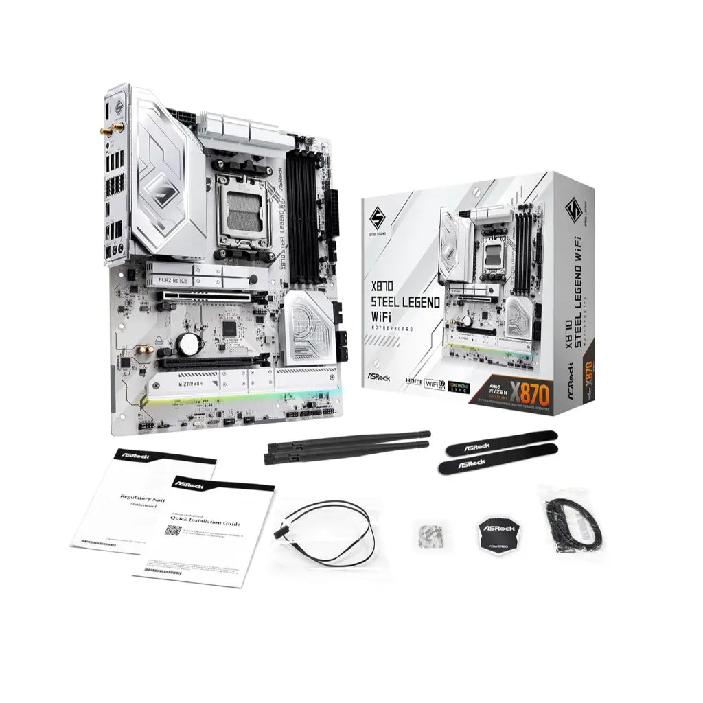 ASRock X870 Steel Legend WiFi AMD X870 AM5 DDR5 ATX Motherboard-tpstech.in