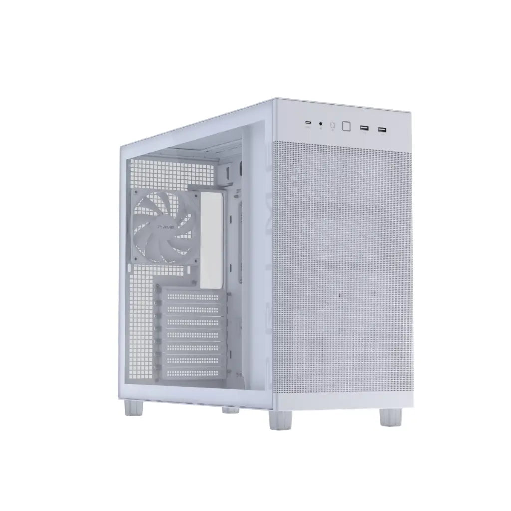 ASUS Prime AP303 Tempered Glass ATX Mid‑Tower Computer Case with 360mm Radiator Support- White-tpstech.in