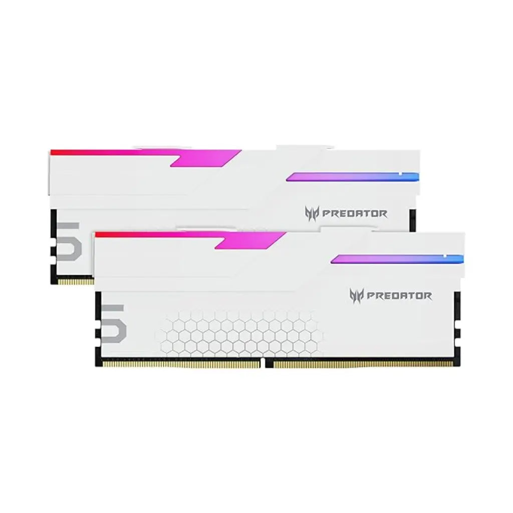 Acer Predator Hermes RGB 48GB (24GBx2) DDR5 RAM 7200MHz CL36 288-Pin Desktop Memory - White-tpstech.in