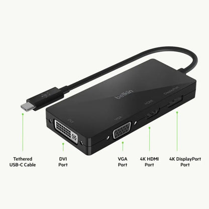 Belkin AVC003BTBK USB-C Multiport Video Adapter with HDMI & DisplayPort--tpstech