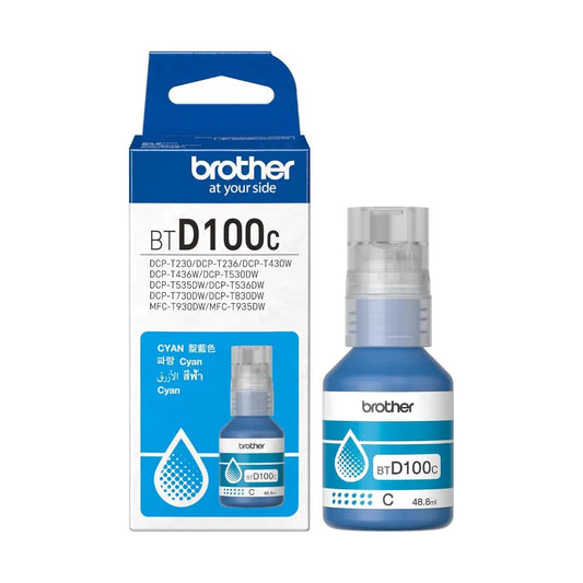 Brother BTD100C Cyan Ink Bottle 50ml Original High Yield Ink (Up to 5000 Pages) for Brother DCP & MFC Ink Tank Printers-tpstech.in