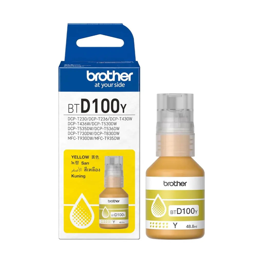 Brother BTD100Y Yellow Ink Bottle 50ml High Yield (5000 Pages)-tpstech.in