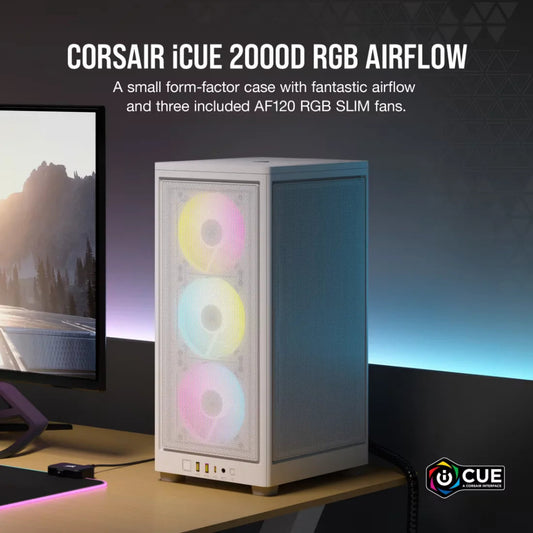 CORSAIR 2000D RGB AIRFLOW Mini-ITX PC Case - White