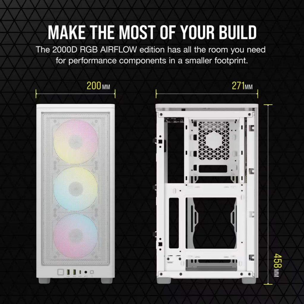 CORSAIR 2000D RGB AIRFLOW Mini-ITX PC Case - White