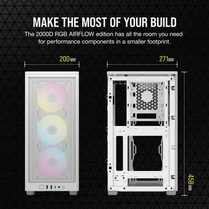 CORSAIR 2000D RGB AIRFLOW Mini-ITX PC Case - White
