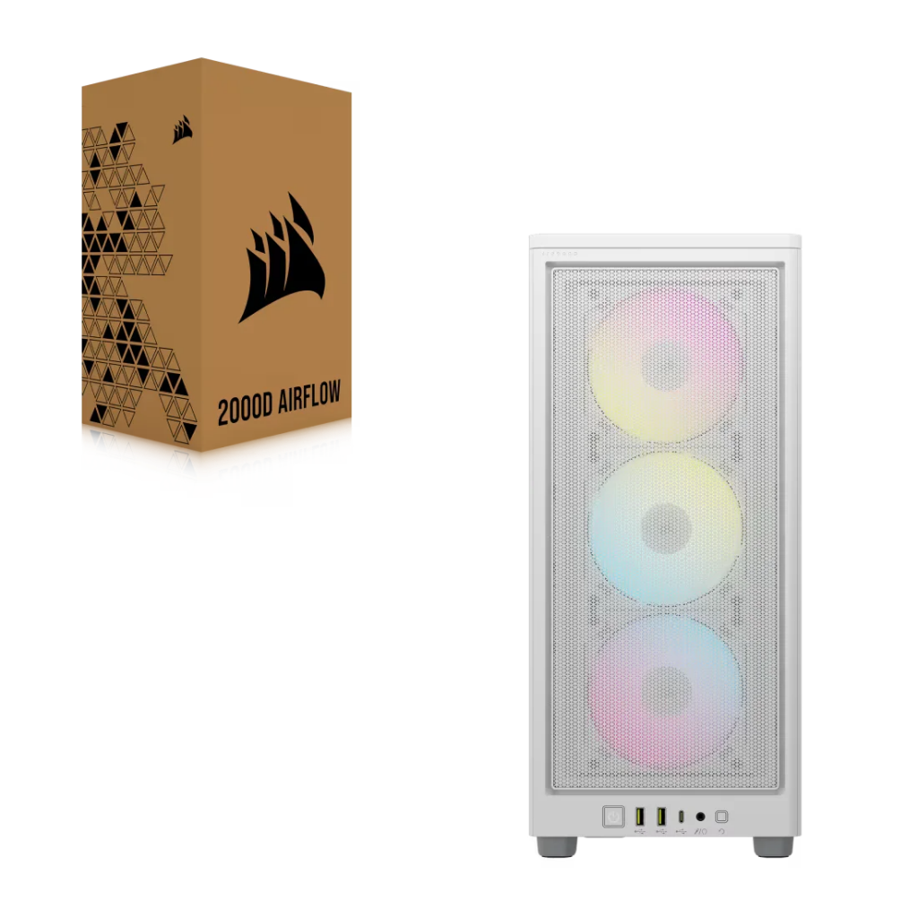 CORSAIR 2000D RGB AIRFLOW Mini-ITX PC Case - White