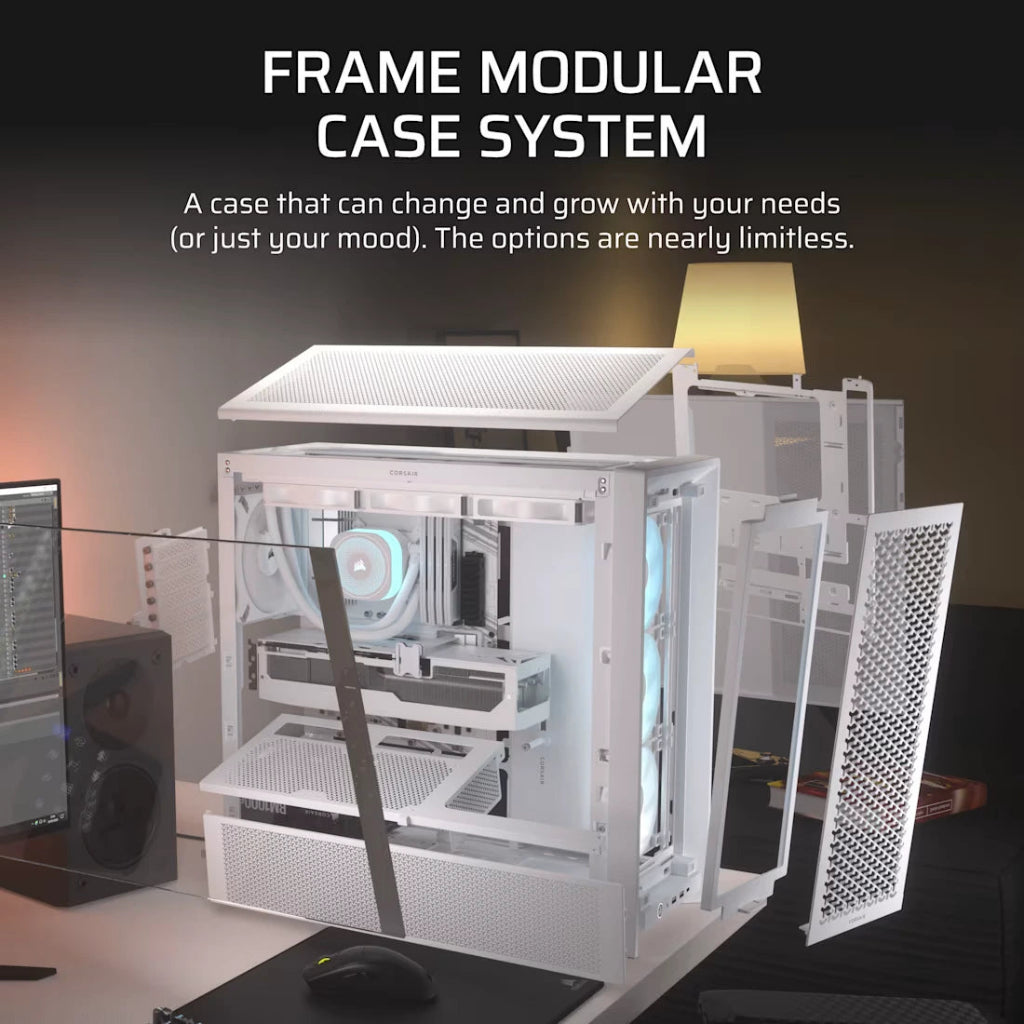 CORSAIR FRAME 4000D RS ARGB Modular High Airflow Mid-Tower PC Case-White