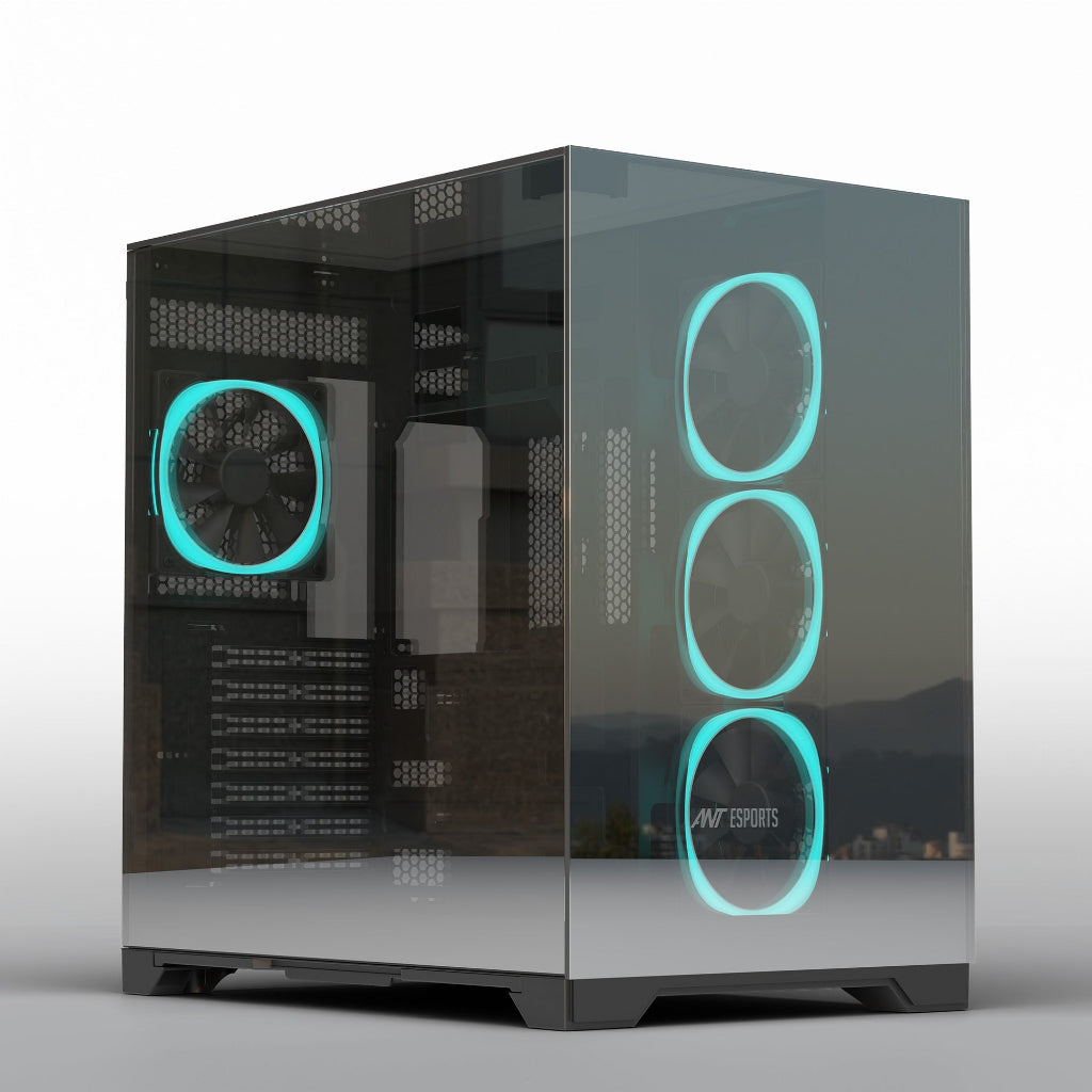 Ant Esports Crystal Mirror Gaming Mid Tower Case-Black