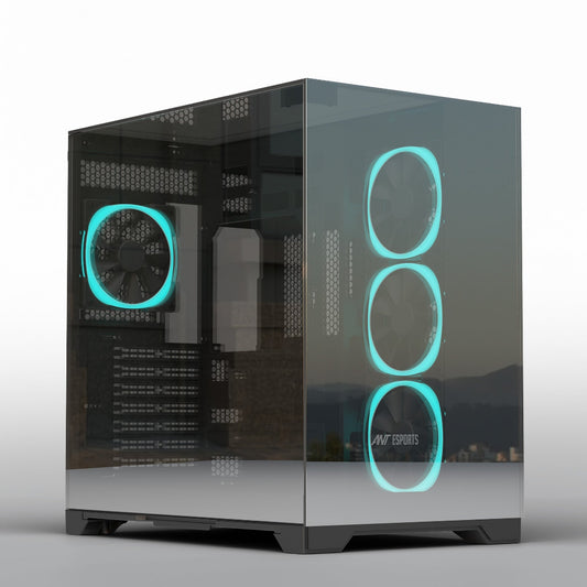 Ant Esports Crystal Mirror Gaming Mid Tower Case-Black