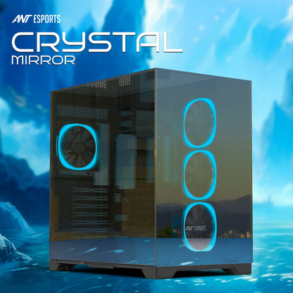 Ant Esports Crystal Mirror Gaming Mid Tower Case-Black