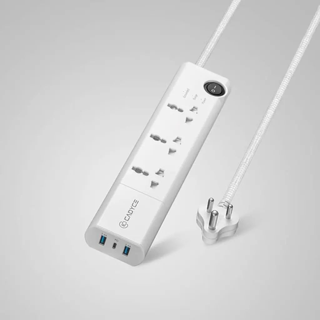 Cadyce CA-3SPS 3-Socket Surge Protector with 30W USB-C PD-tpstech.in