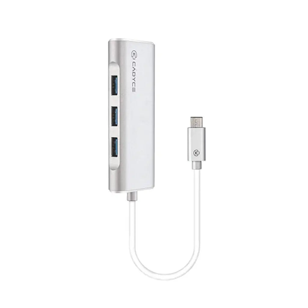 Cadyce CA-C3HE USB-C to 3-Port USB 3.0 Hub with Gigabit Ethernet Adapter-tpstech.in