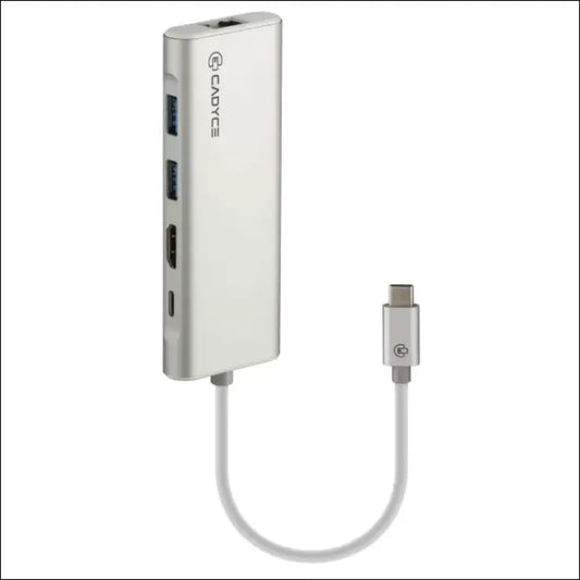 Cadyce CA-CU3HG Silver USB-C to USB 3.0 Hub with HDMI 4K Gigabit Ethernet & PD Charging-tpstech.in