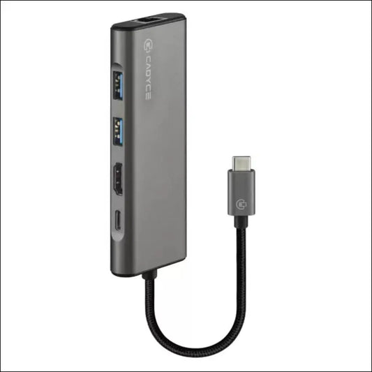 Cadyce CA-CU3HG Space Grey USB-C to USB 3.0 Hub with HDMI 4K Gigabit Ethernet & PD Charging-tpstech.in