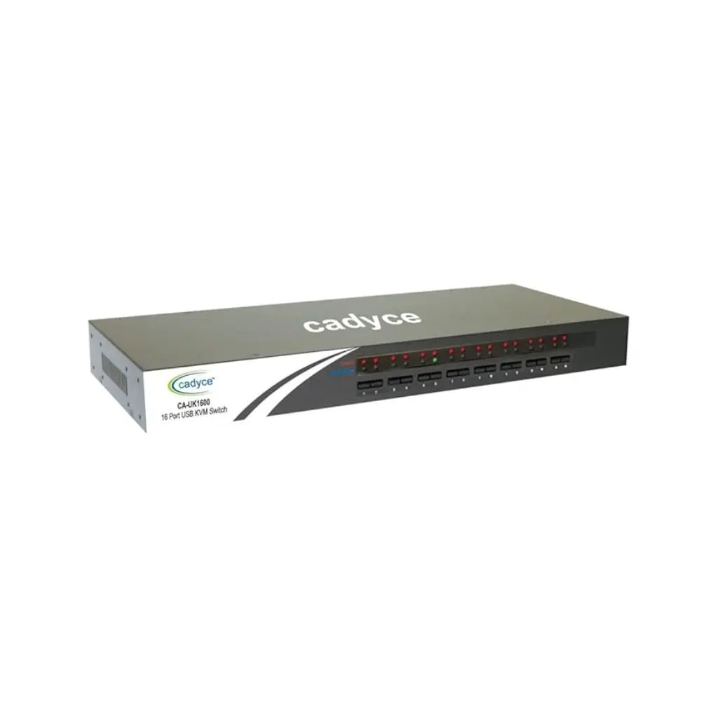 Cadyce CA-UK1600 16-Port Rackmount USB & PS/2 KVM Switch with VGA Console-tpstech.in