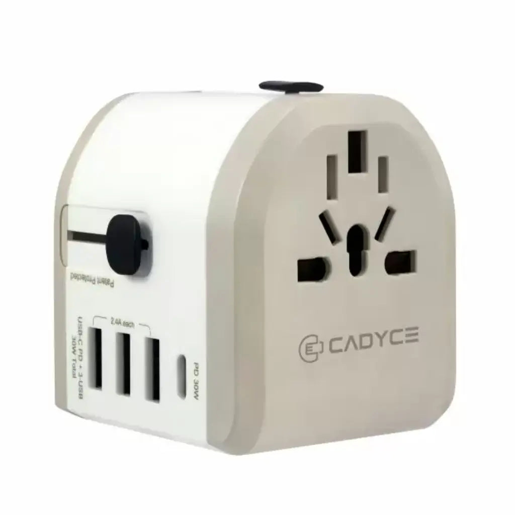 Cadyce CA-UTA 30W Universal Travel Adapter with USB-C PD & 3 USB Ports-tpstech.in