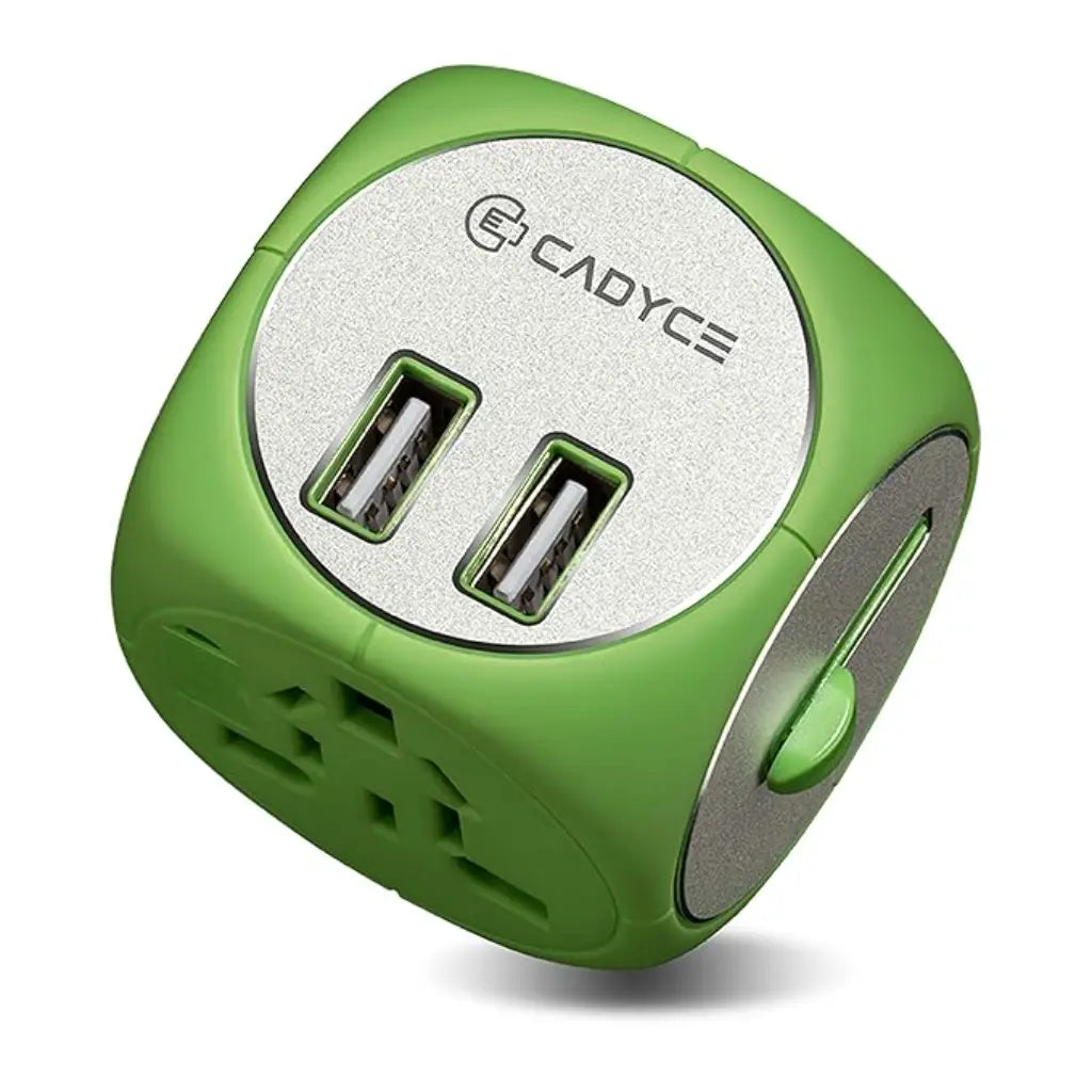 Cadyce CA-UTA Universal Travel Adapter with Dual USB Ports Built-in 6A Fuse Protection – Green-tpstech.in