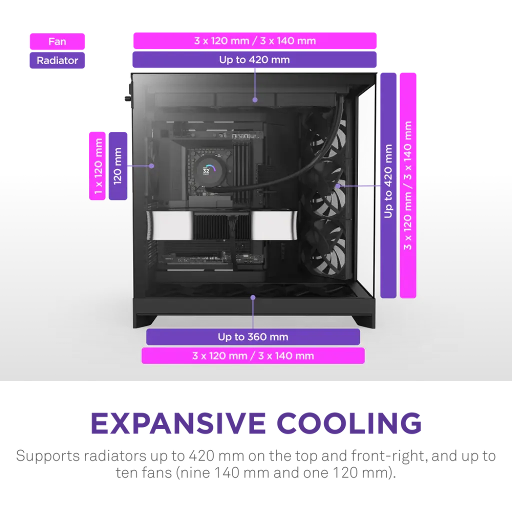 NZXT H9 Flow Tempered Glass Large Dual-Chamber Mid-Tower ATX Airflow Case