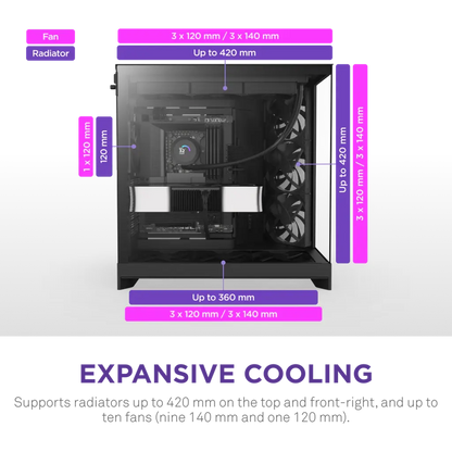NZXT H9 Flow Tempered Glass Large Dual-Chamber Mid-Tower ATX Airflow Case