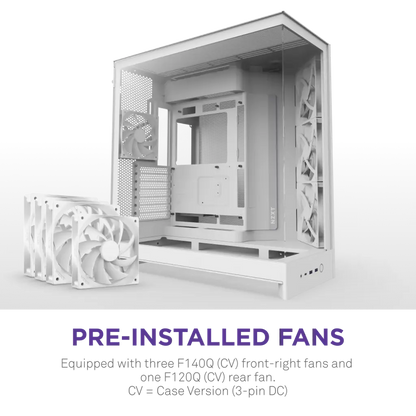 NZXT H9 Flow Tempered Glass Large Dual-Chamber Mid-Tower ATX Airflow Case-White