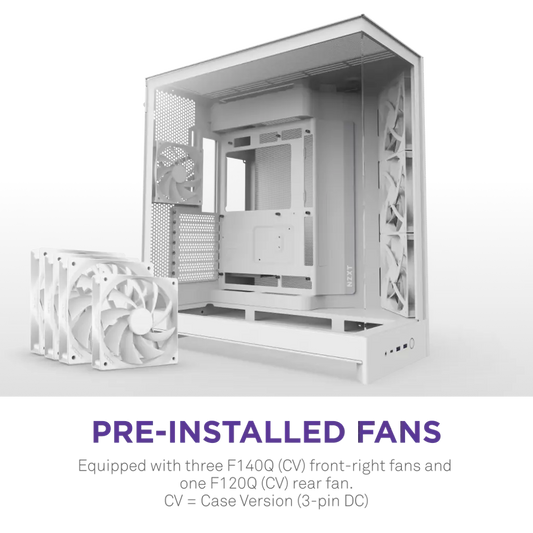 NZXT H9 Flow Tempered Glass Large Dual-Chamber Mid-Tower ATX Airflow Case-White