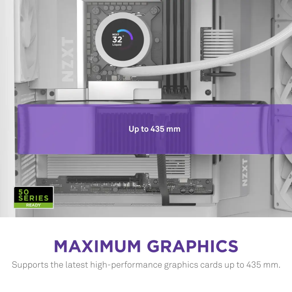 NZXT H9 Flow Tempered Glass Large Dual-Chamber Mid-Tower ATX Airflow Case-White