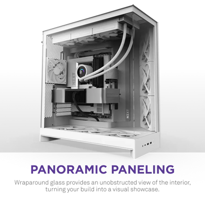 NZXT H9 Flow Tempered Glass Large Dual-Chamber Mid-Tower ATX Airflow Case-White