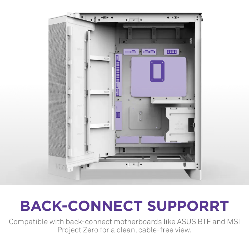 NZXT H9 Flow Tempered Glass Large Dual-Chamber Mid-Tower ATX Airflow Case-White