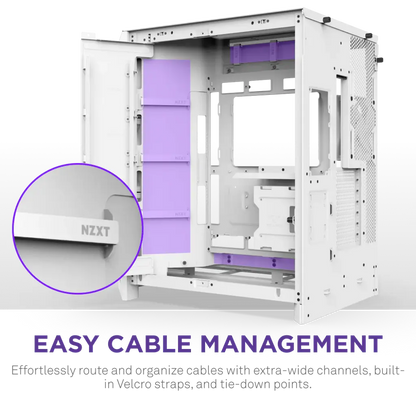 NZXT H9 Flow Tempered Glass Large Dual-Chamber Mid-Tower ATX Airflow Case-White