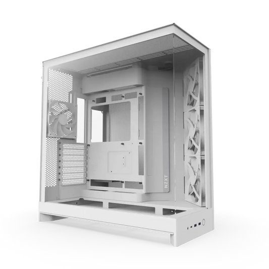 NZXT H9 Flow Tempered Glass Large Dual-Chamber Mid-Tower ATX Airflow Case-White