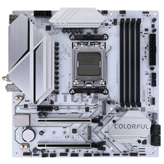 Colorful BATTLE‑AX B650M WHITE WIFI V15 WiFi-6 AMD B650 AM5 DDR5 MicroATX Motherboard-tpstech.in