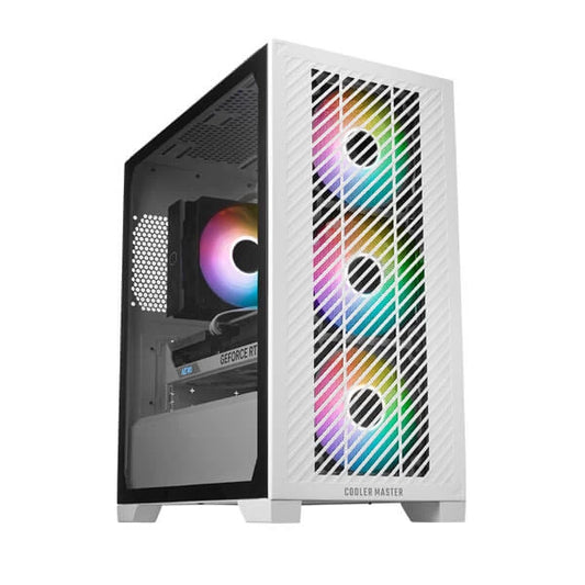 Cooler Master Elite 301 ARGB M-ATX Mini Tower Gaming Cabinet with Pre-Installed ARGB Fans - White