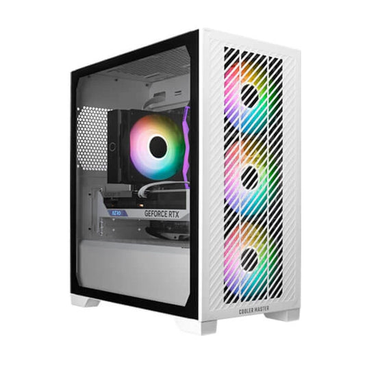 Cooler Master Elite 301 ARGB M-ATX Mini Tower Gaming Cabinet with Pre-Installed ARGB Fans - White
