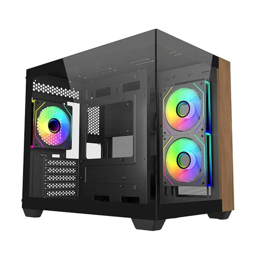 Cooler Master Elite 481 Wood mATX Dual‑Chamber PC Case with Natural Wood Front Panel-tpstech.in