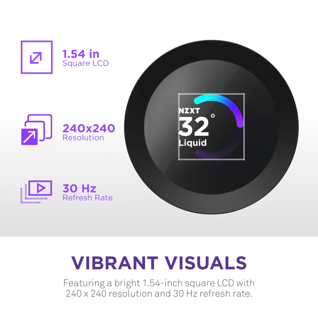 NZXT Kraken Plus 240 RGB 240mm AIO Liquid Cooler with 1.54-inch LCD