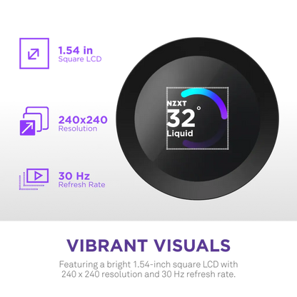 NZXT Kraken Plus 240 RGB 240mm AIO Liquid Cooler with 1.54-inch LCD