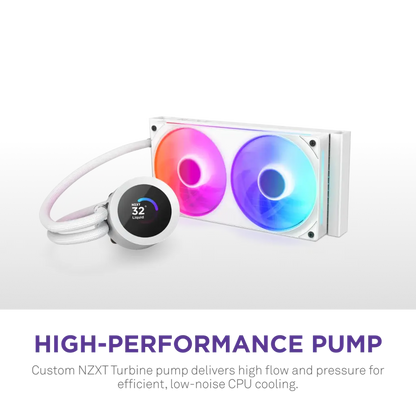 NZXT Kraken Plus 240 RGB 240mm AIO Liquid Cooler with 1.54-inch LCD-White