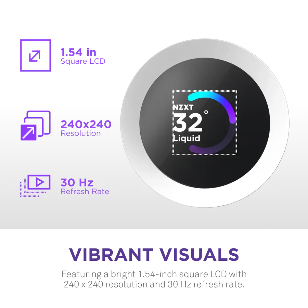 NZXT Kraken Plus 240 RGB 240mm AIO Liquid Cooler with 1.54-inch LCD-White