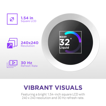 NZXT Kraken Plus 240 RGB 240mm AIO Liquid Cooler with 1.54-inch LCD-White