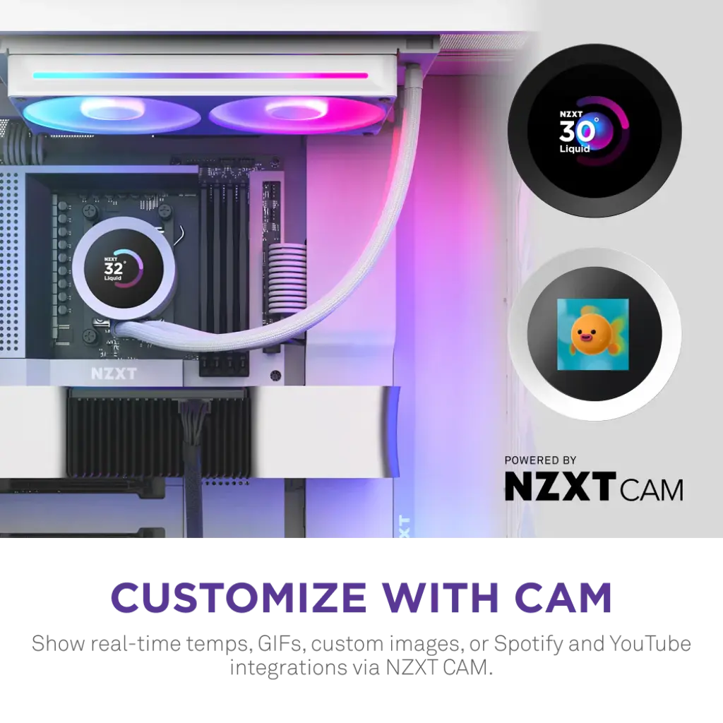NZXT Kraken Plus 240 RGB 240mm AIO Liquid Cooler with 1.54-inch LCD-White