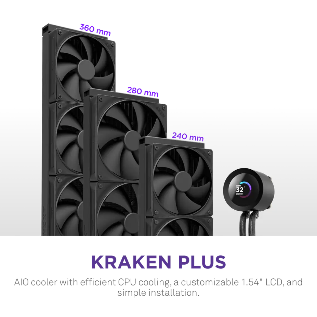 NZXT Kraken Plus 240 240mm AIO Liquid Cooler with 1.54-inch LCD
