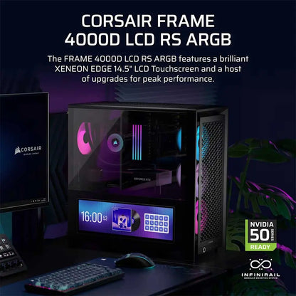 CORSAIR 4000D RS ARGB Mid-Tower PC Case - Black with LCD Display