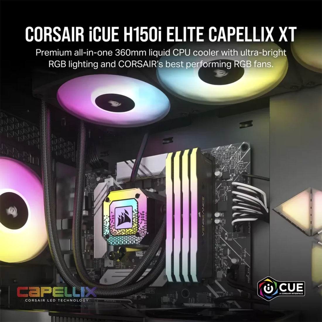 CORSAIR iCUE H115i ELITE CAPELLIX XT 360mm RGB AIO CPU Black Liquid Cooler