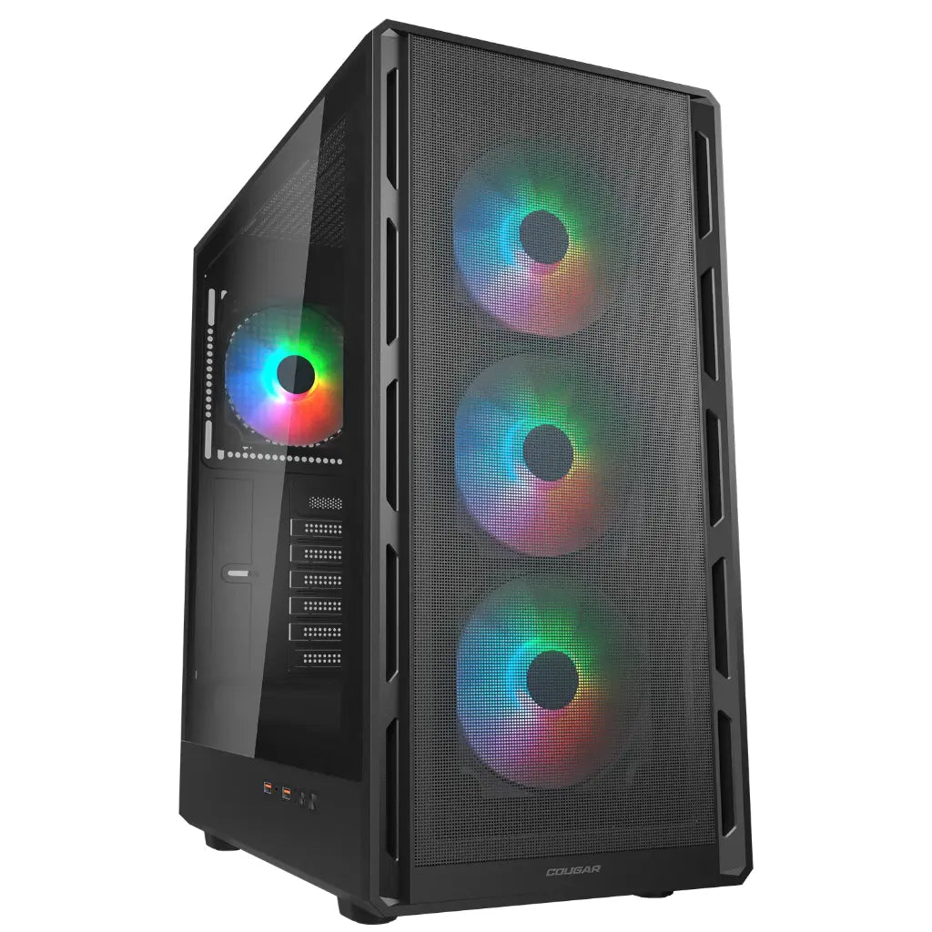 Cougar Airface Pure RGB Mid Tower ATX Computer Case Compact Design with Ultra‑Slim Ventilated Front Panel and 4 RGB Fans-tpstech.in